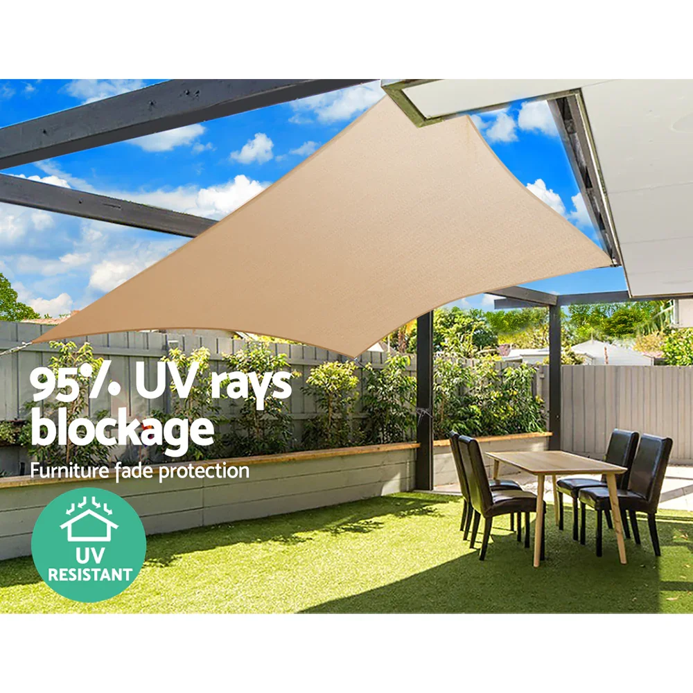 Shade Sail 3x6m Rectangle 185GSM 95% Sand Shade Cloth - Image 5