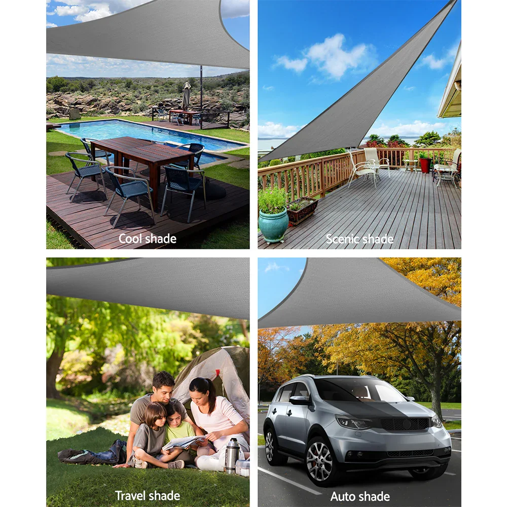 Shade Sail 5x5x5m Triangle 280GSM 98% Grey Shade Cloth - Image 4