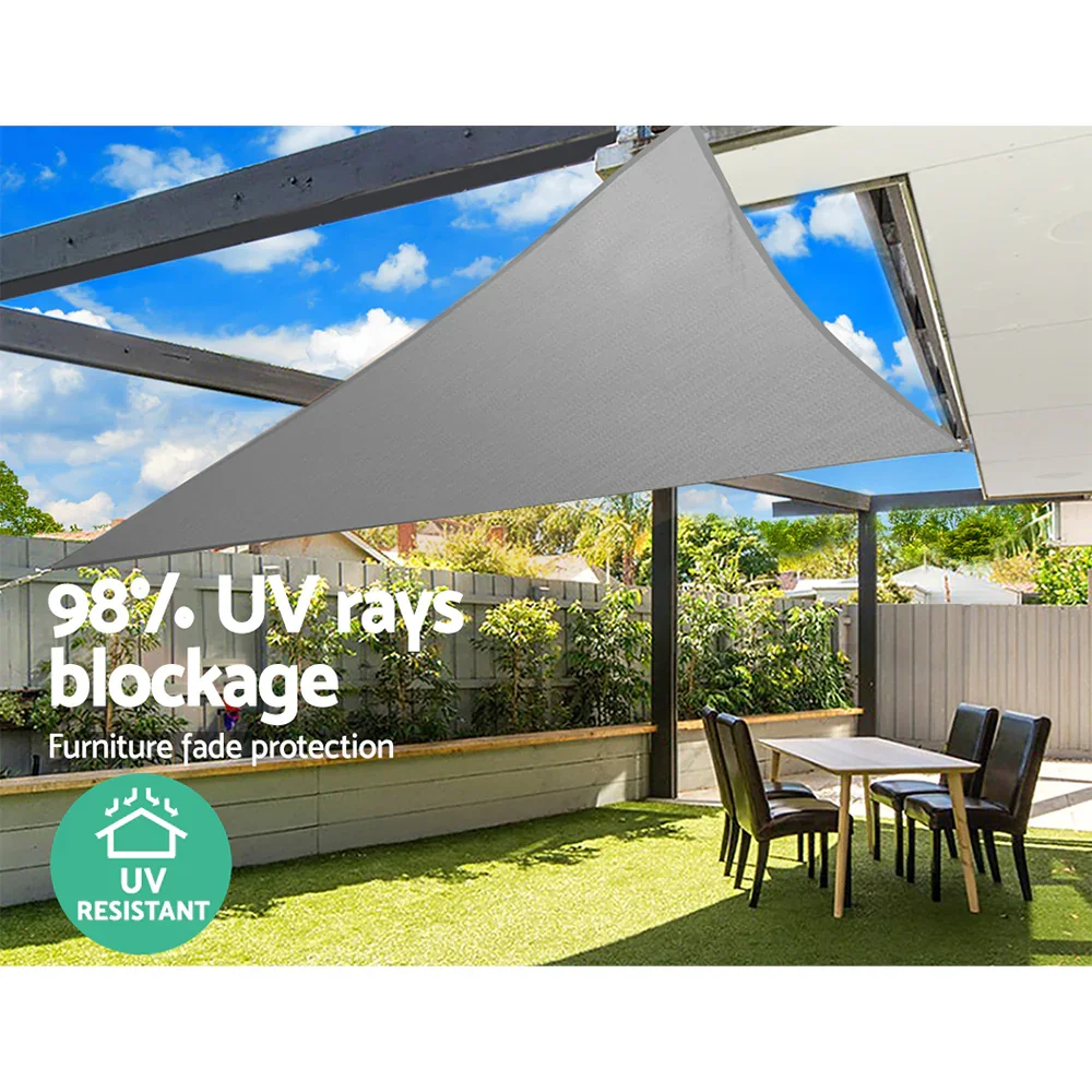 Shade Sail 5x5x5m Triangle 280GSM 98% Grey Shade Cloth - Image 6