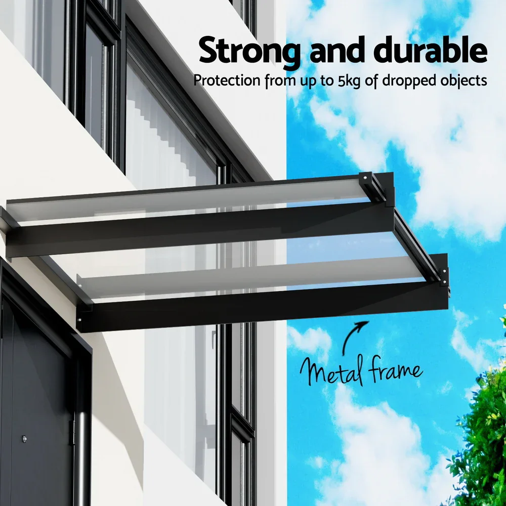 Window Door Awning Canopy 1mx1m Flat Transparent Sheet Metal Frame - Image 4