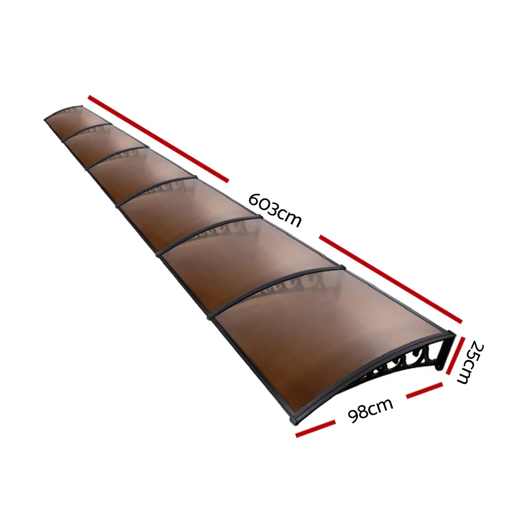 Window Door Awning 1mx6m Brown Hollow Sheet Plastic Frame - Image 2