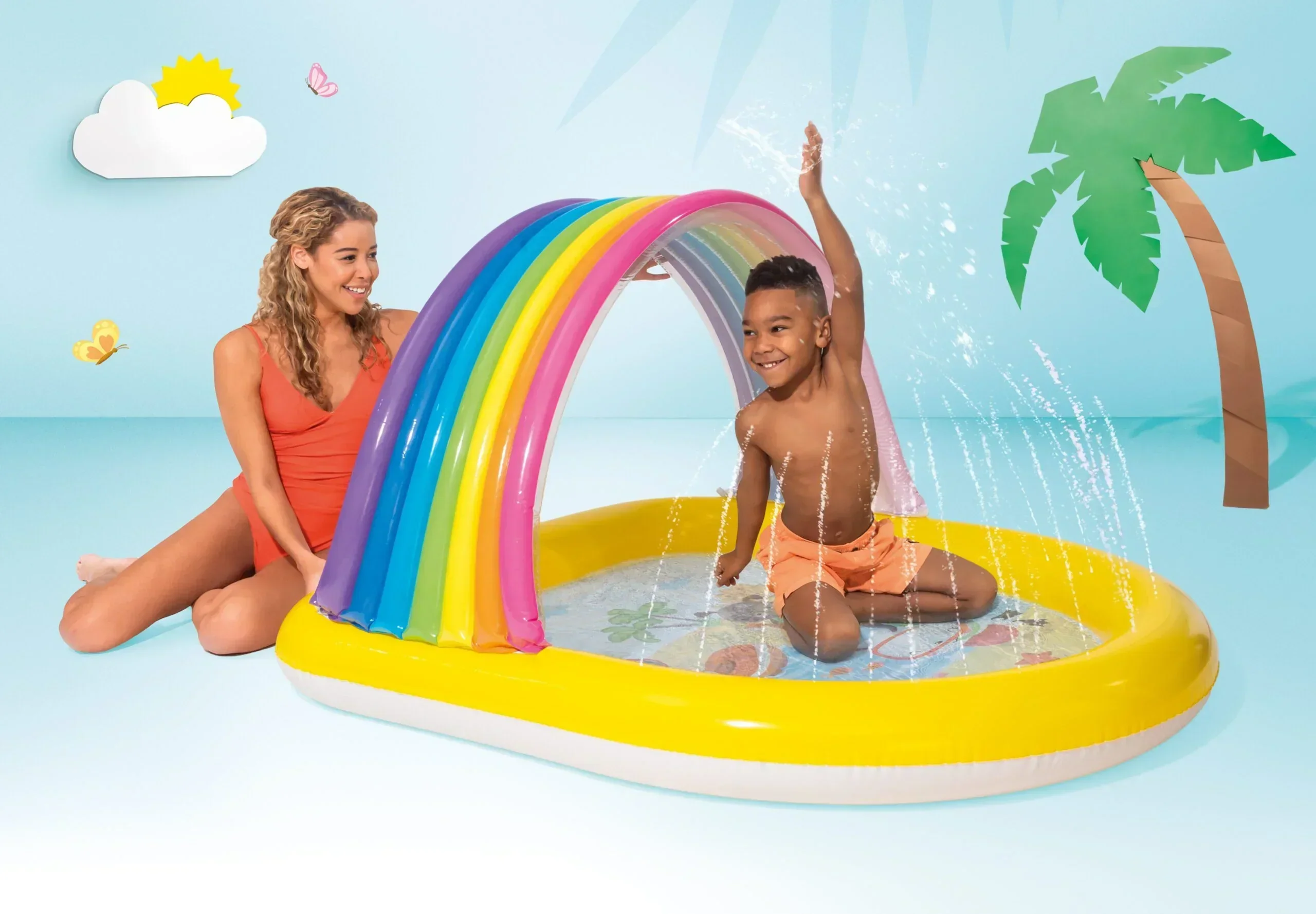 Rainbow Arch Inflatable Spray Kiddie Pool 57156 - Image 3