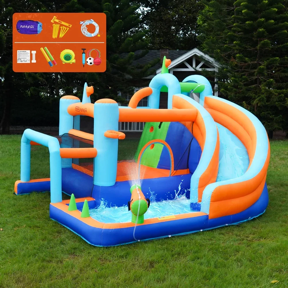 9-IN-1 Inflatable Water Park with Soccer Goal Post - Image 4