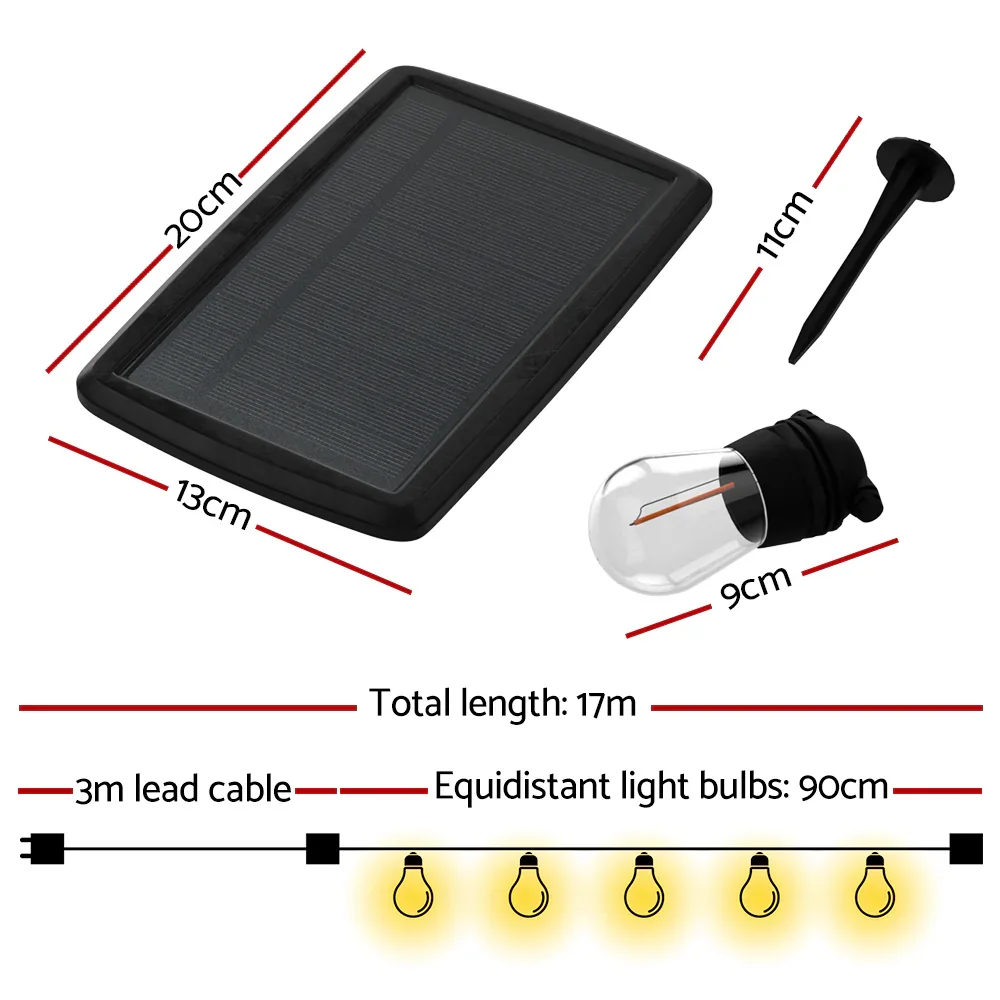 17m Solar Festoon Lights Outdoor LED String Light Christmas Party Decor 2pcs - Image 2