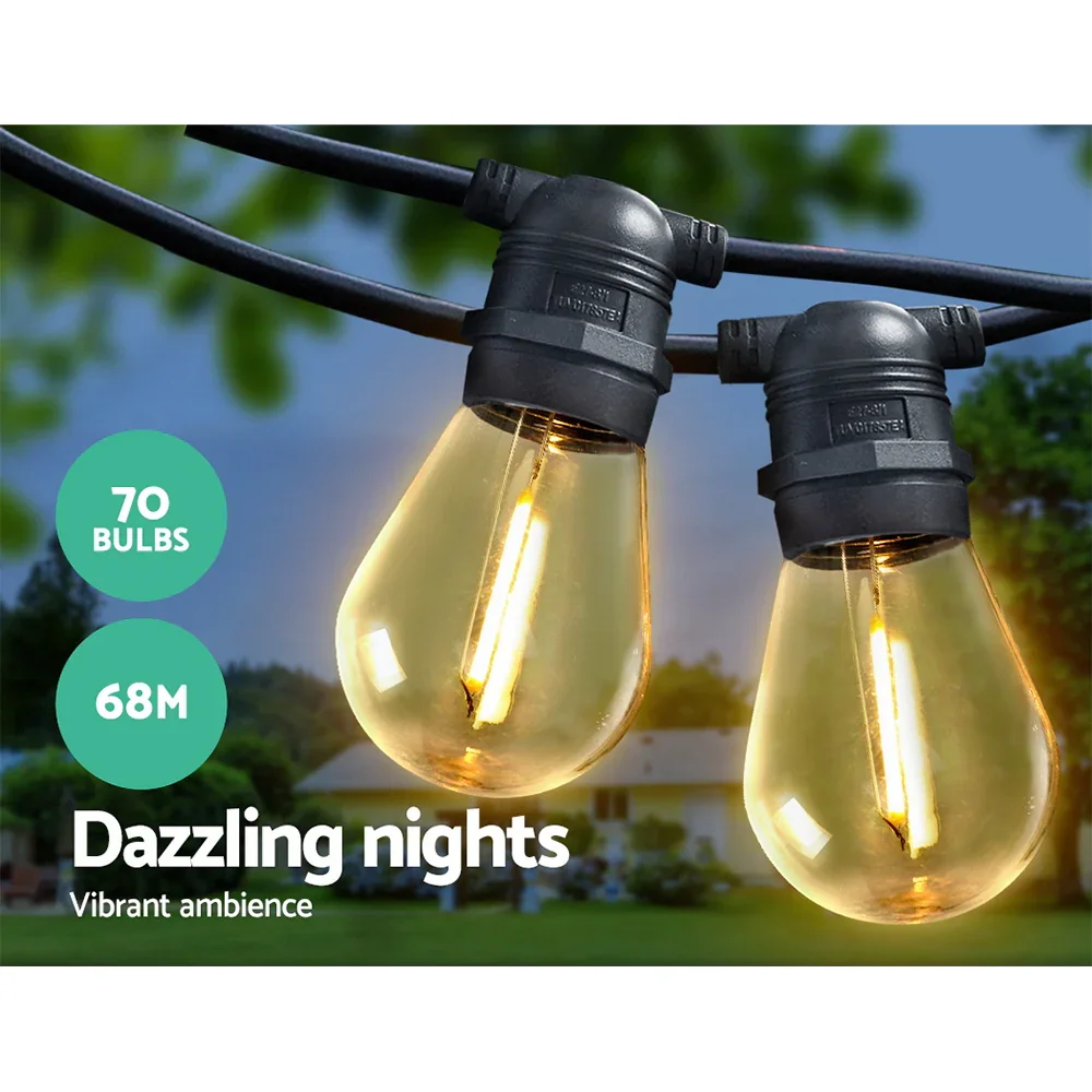 68m LED Festoon String Lights Christmas Decorations Wedding Party Outdoor Garden - Image 4