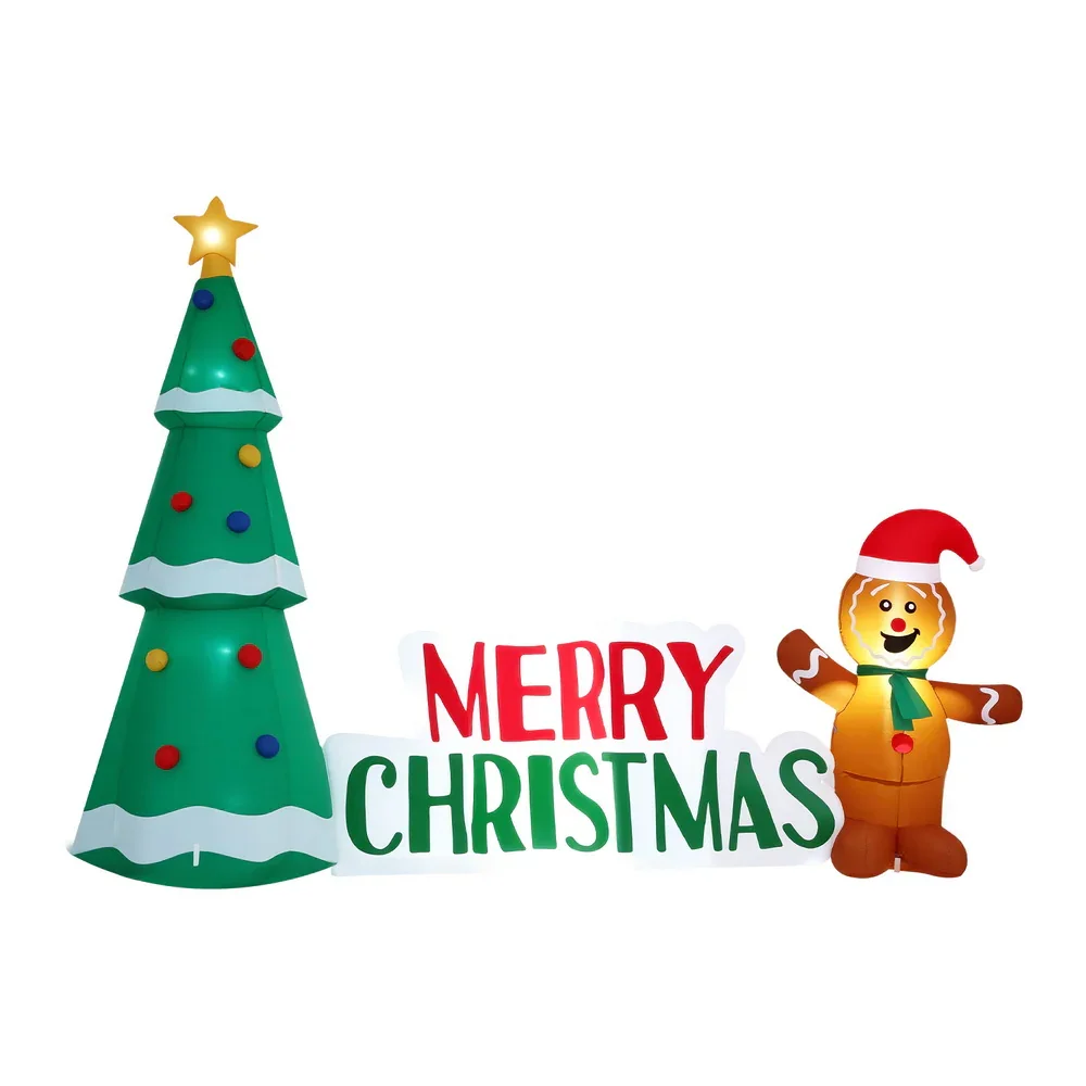 Christmas Inflatable Gingerbread Man Tree LED Illuminated Decorations - Image 6