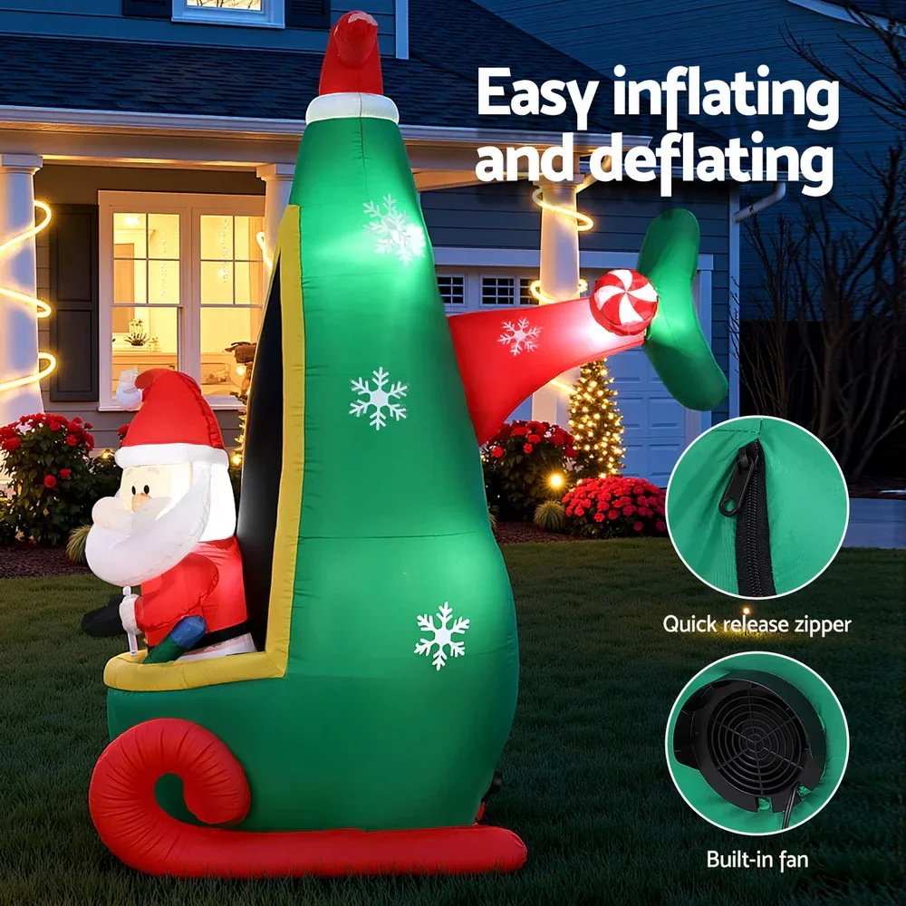 Christmas Inflatable Santa in Helicopter 2.55M Height LED Illuminated Decorations - Image 3