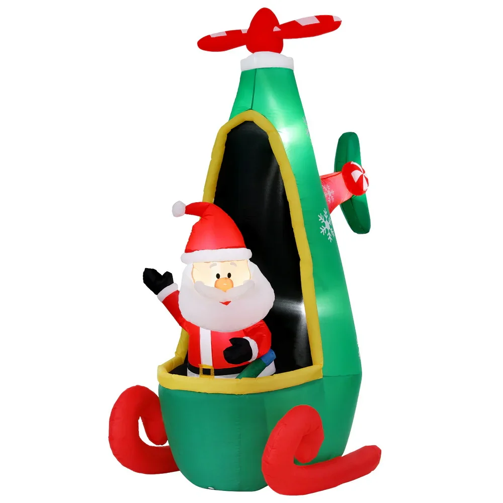 Christmas Inflatable Santa in Helicopter 2.55M Height LED Illuminated Decorations - Image 7