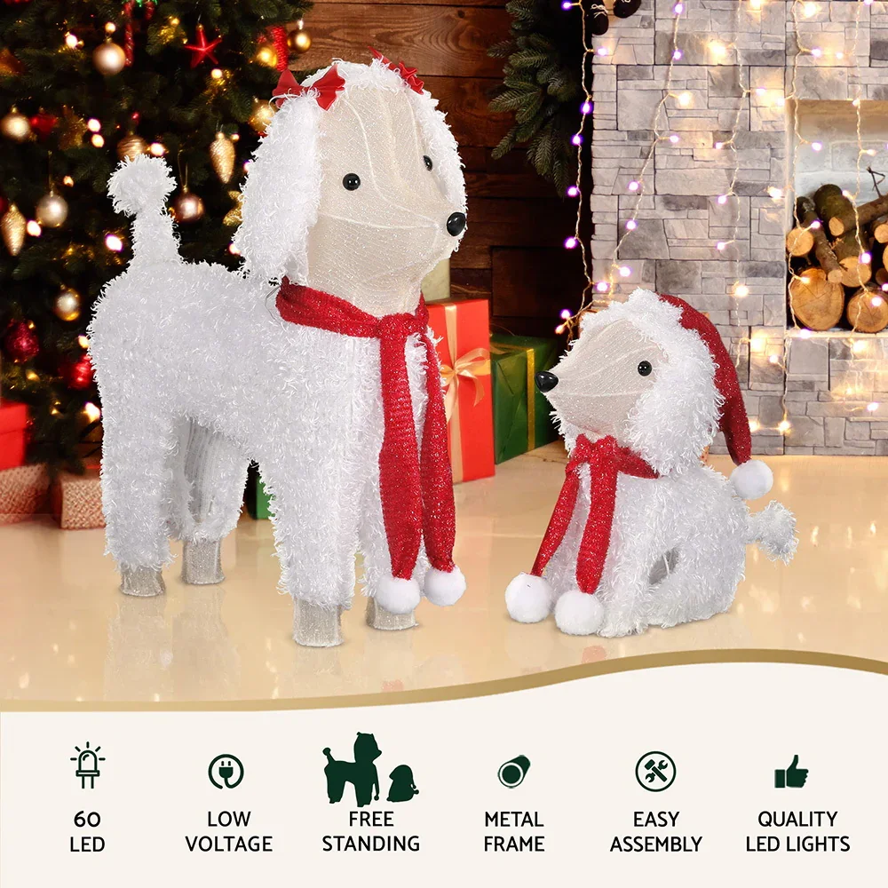 Christmas Lights 60 LED Fairy Light 2pcs Dog Decorations Set - Image 4