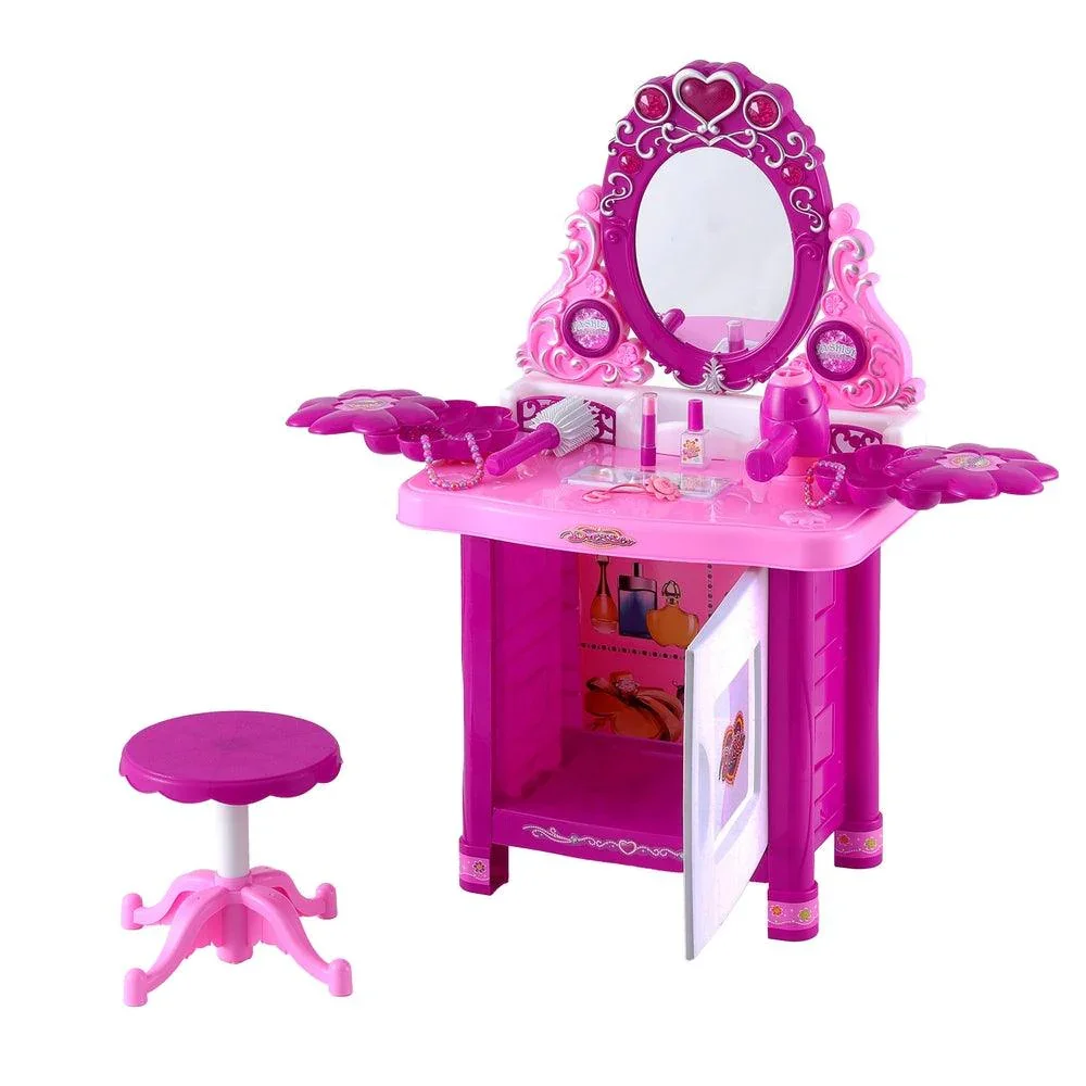 Kids Pretend Makeup Play Set Dressing Table Chair Girls Toys Children - Image 8