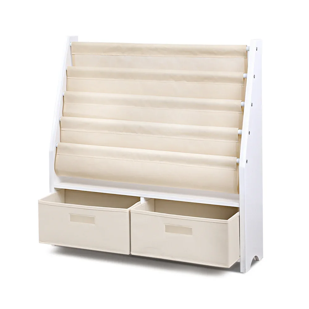 4 Tiers Kids Bookshelf Magazine Rack Children Bookcase Organiser Drawer - Image 3