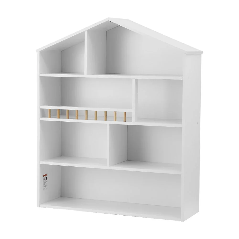 4 Tiers Kids Bookshelf Wooden Bookcase Display Storage Organiser Cabinet White - Image 7