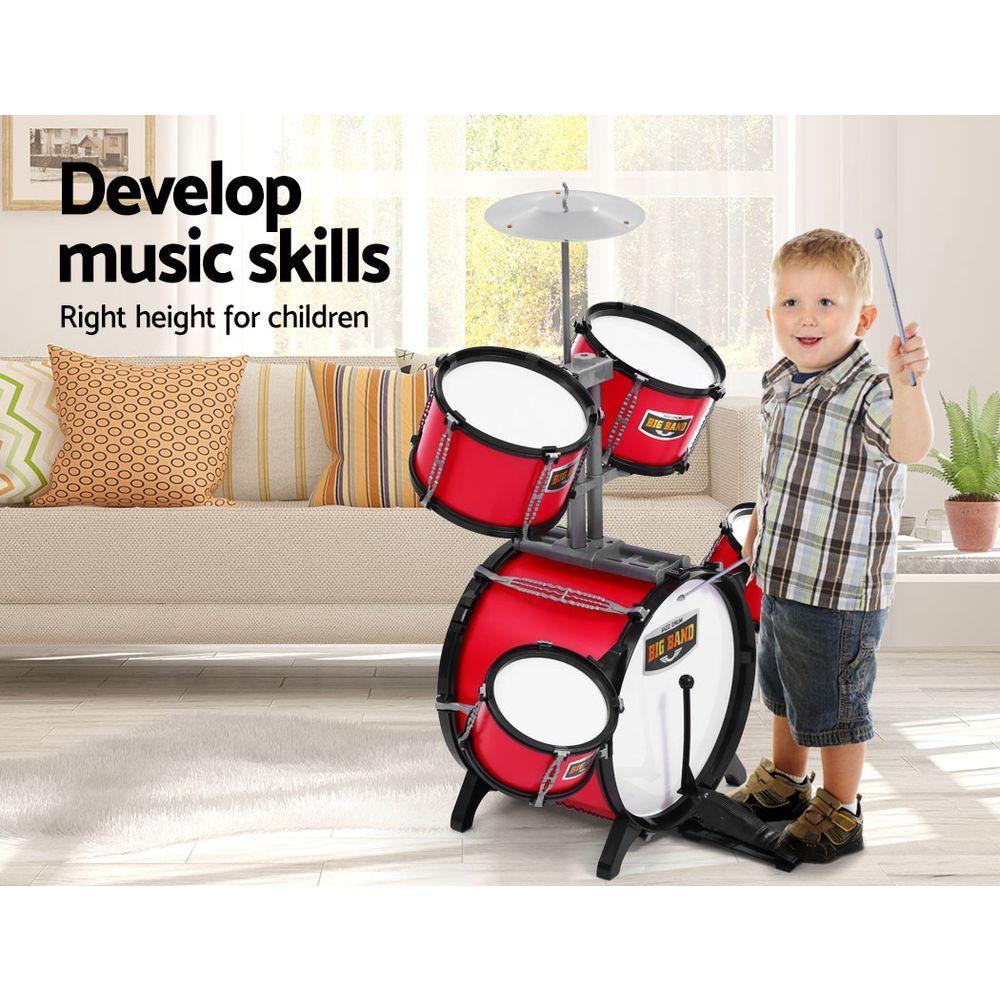 Kids 7 Drum Set Junior Drums Kit Musical Play Toys Childrens Mini Big Band - Image 3