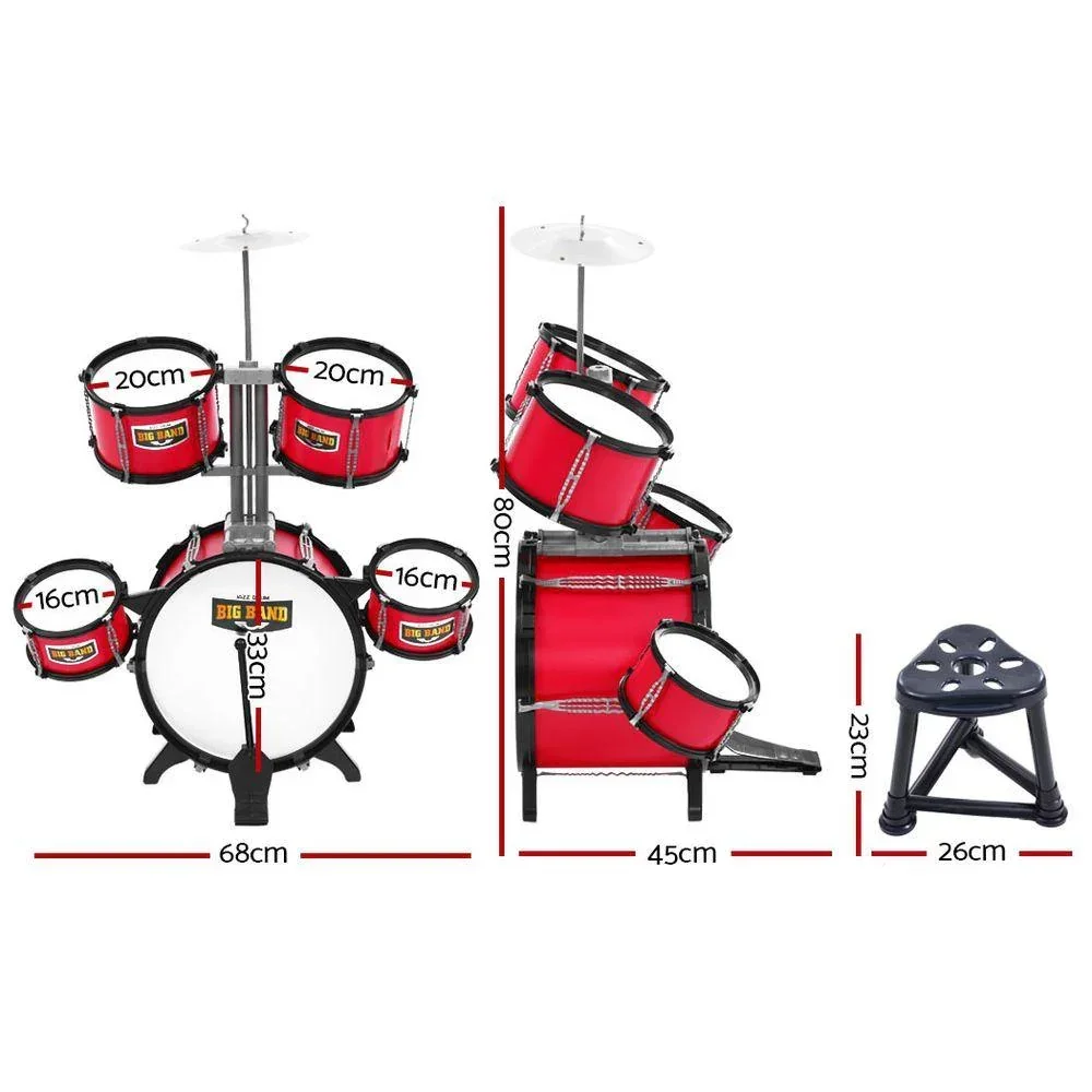 Kids 7 Drum Set Junior Drums Kit Musical Play Toys Childrens Mini Big Band - Image 5