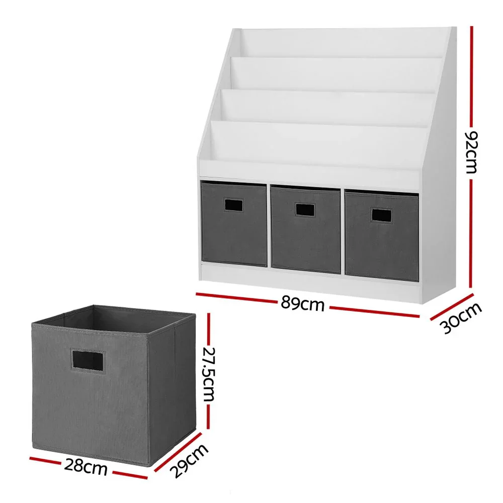 Kids Bookshelf 4 Tiers Magazine Rack Toy Box Organiser Storage Display Shelf - Image 5