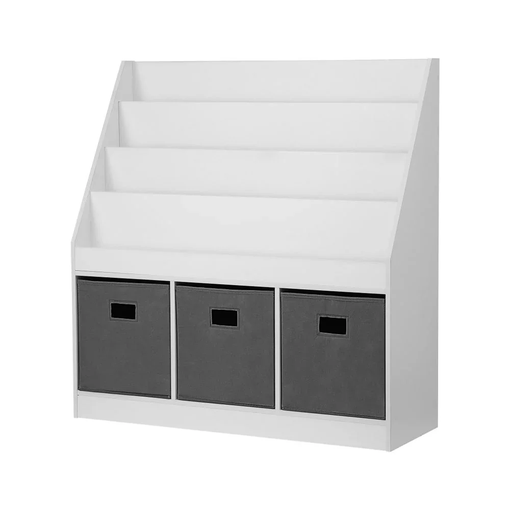 Kids Bookshelf 4 Tiers Magazine Rack Toy Box Organiser Storage Display Shelf - Image 7