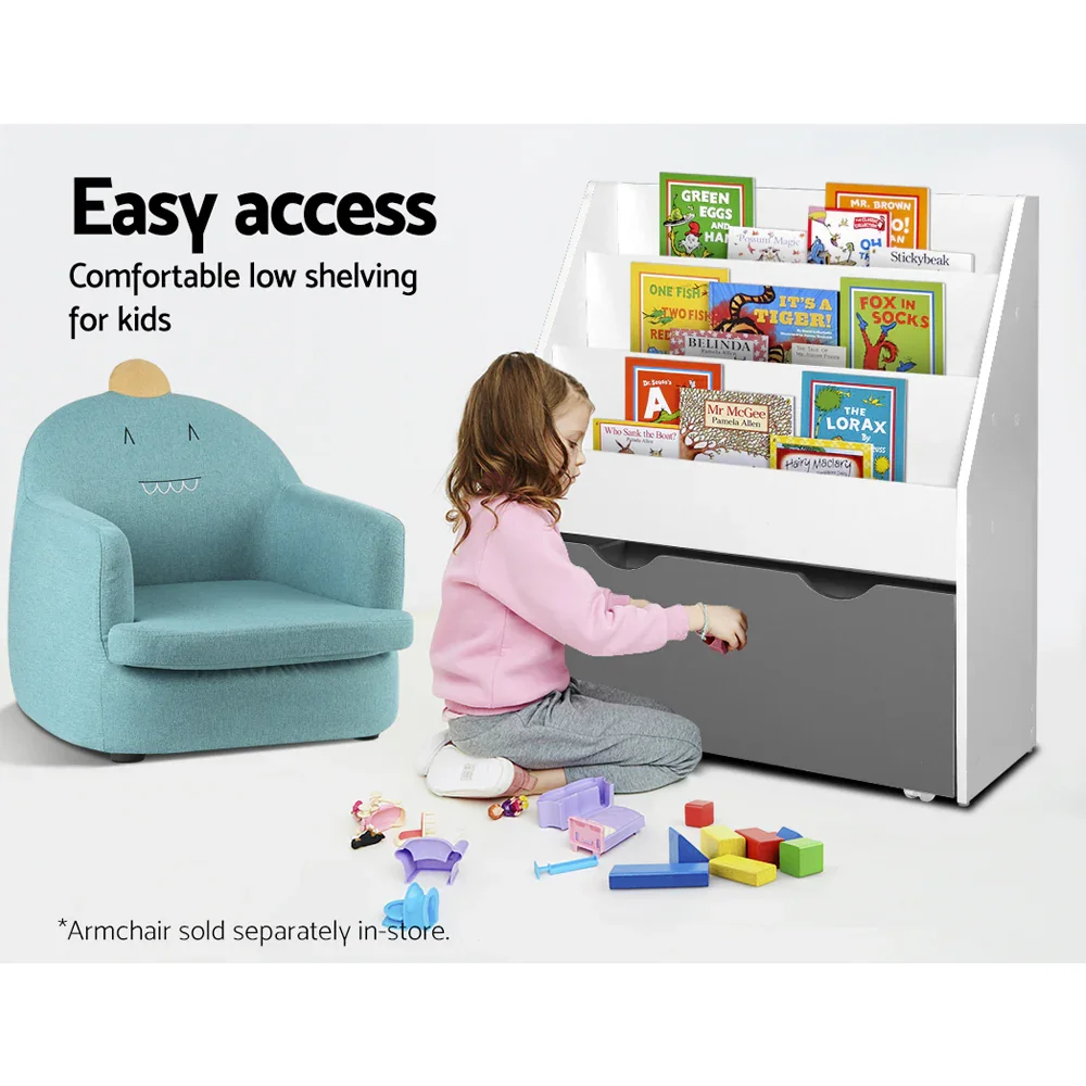 3 Tiers Kids Bookshelf Magazine Rack Children Bookcase Organiser Storage - Image 4