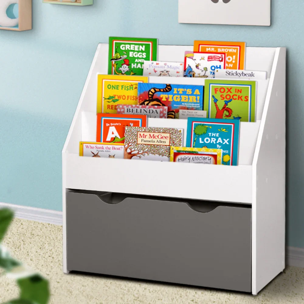 3 Tiers Kids Bookshelf Magazine Rack Children Bookcase Organiser Storage - Image 7