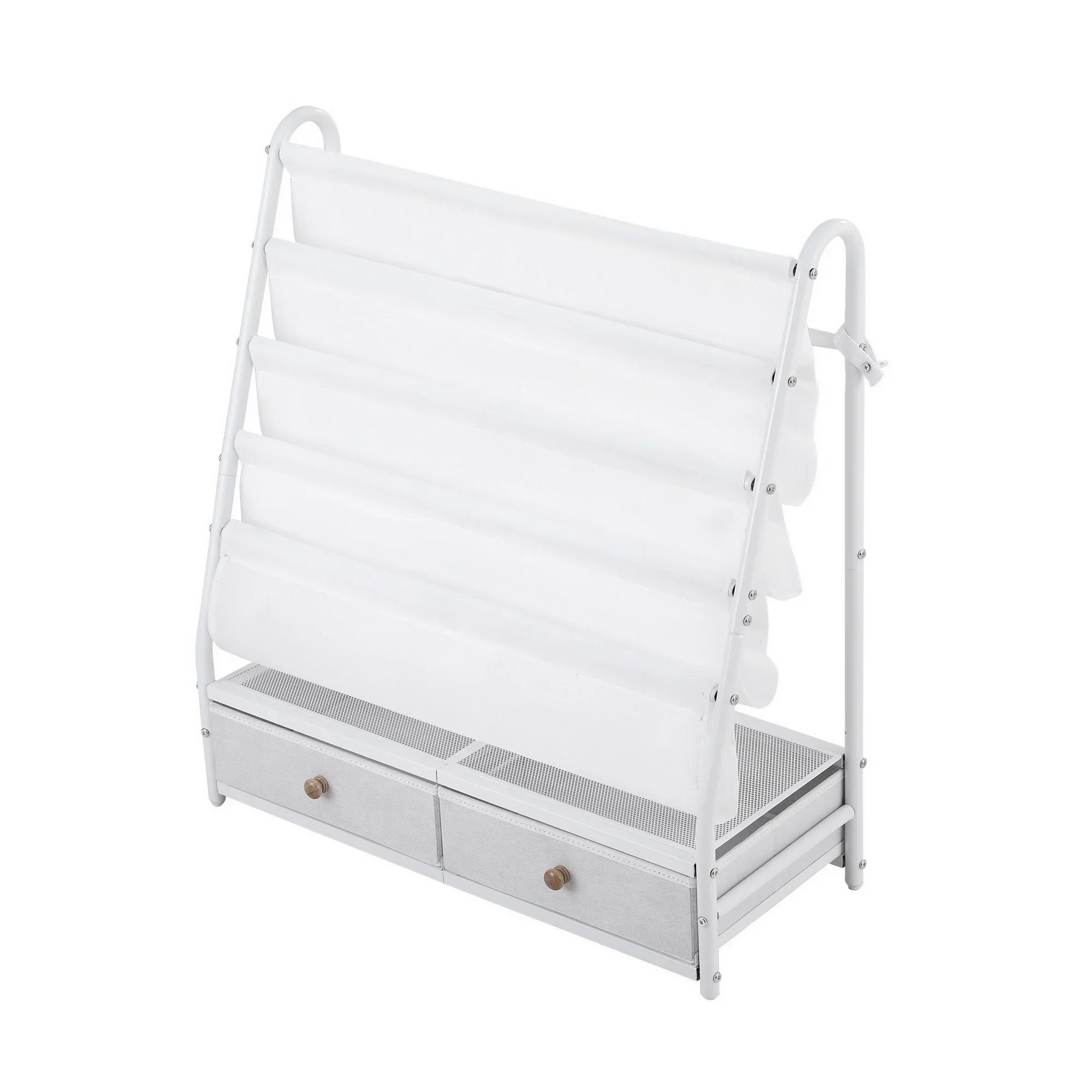 Kids Bookshelf Metal Storage Rack Toy Organiser Display Shelf Drawer White - Image 4
