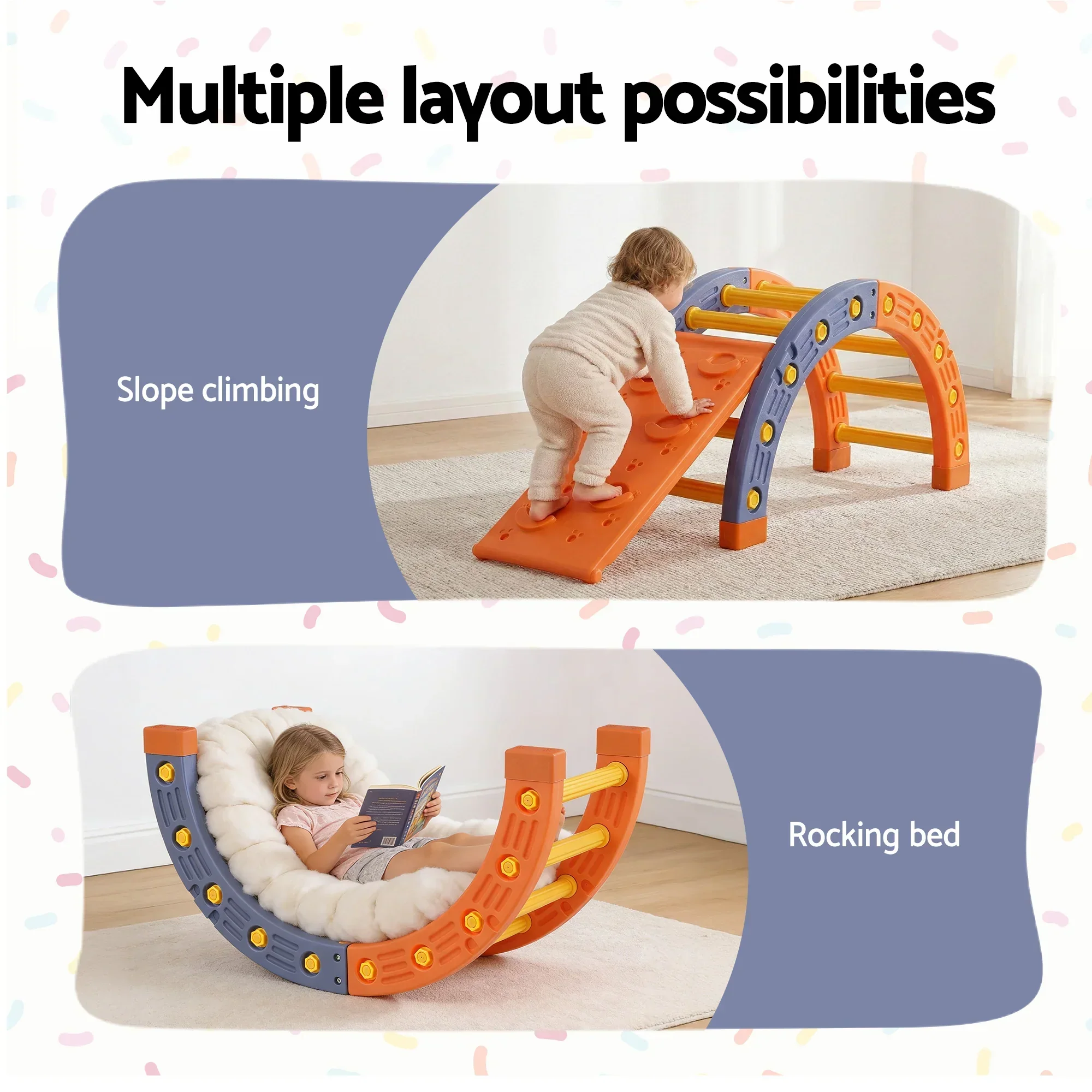 Kids Climbing Frame Set With Slide Indoor Outdoor Toddler Toys Pikler Arch Climber - Image 3