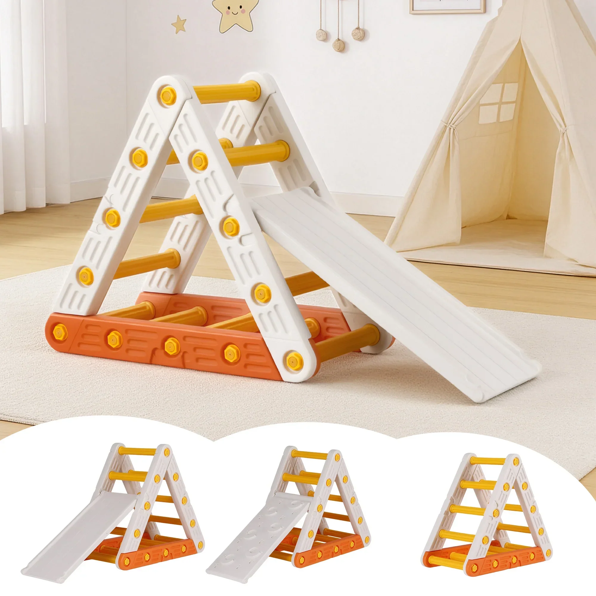 Kids Climbing Frame Set With Slide Indoor Outdoor Toddler Toys Pikler Triangle Climber - Image 2