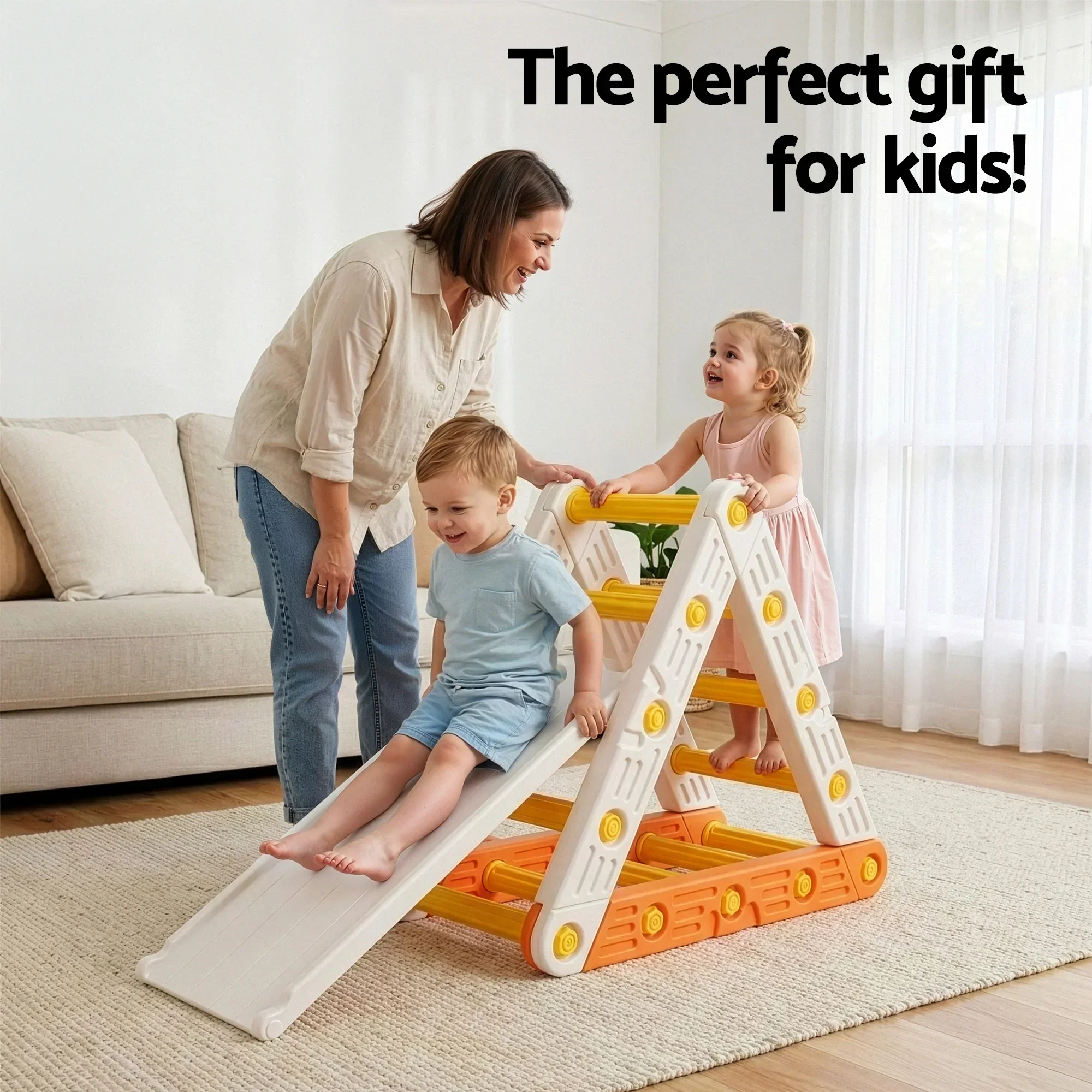 Kids Climbing Frame Set With Slide Indoor Outdoor Toddler Toys Pikler Triangle Climber - Image 6