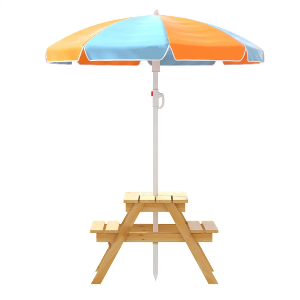 Kids Outdoor Table and Chairs Picnic Bench Umbrella Set Water Sand Pit Box - Image 6
