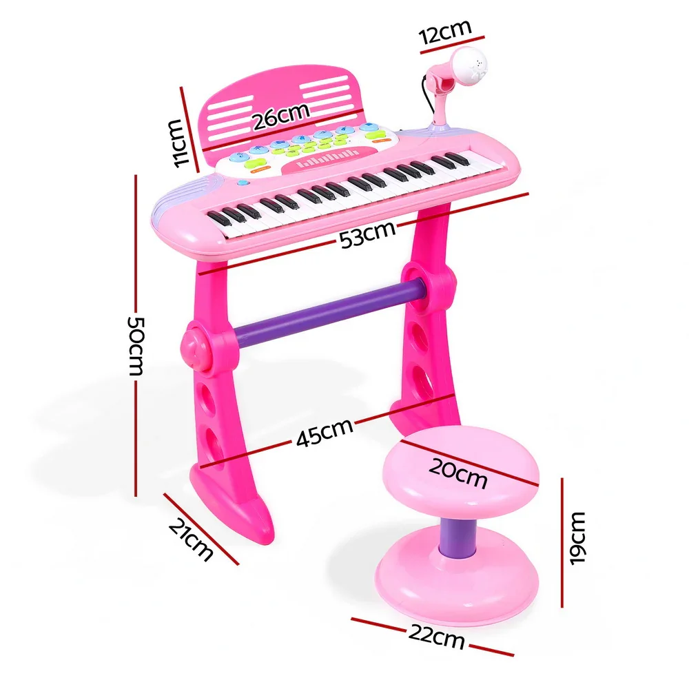 Kids Piano Keyboard 37 Keys Electronic Musical Instrument Set w/ Stool Microphone - Image 5
