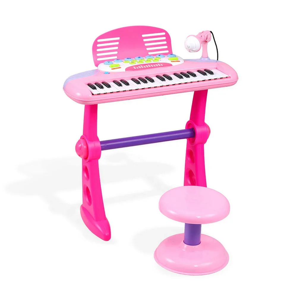 Kids Piano Keyboard 37 Keys Electronic Musical Instrument Set w/ Stool Microphone - Image 7