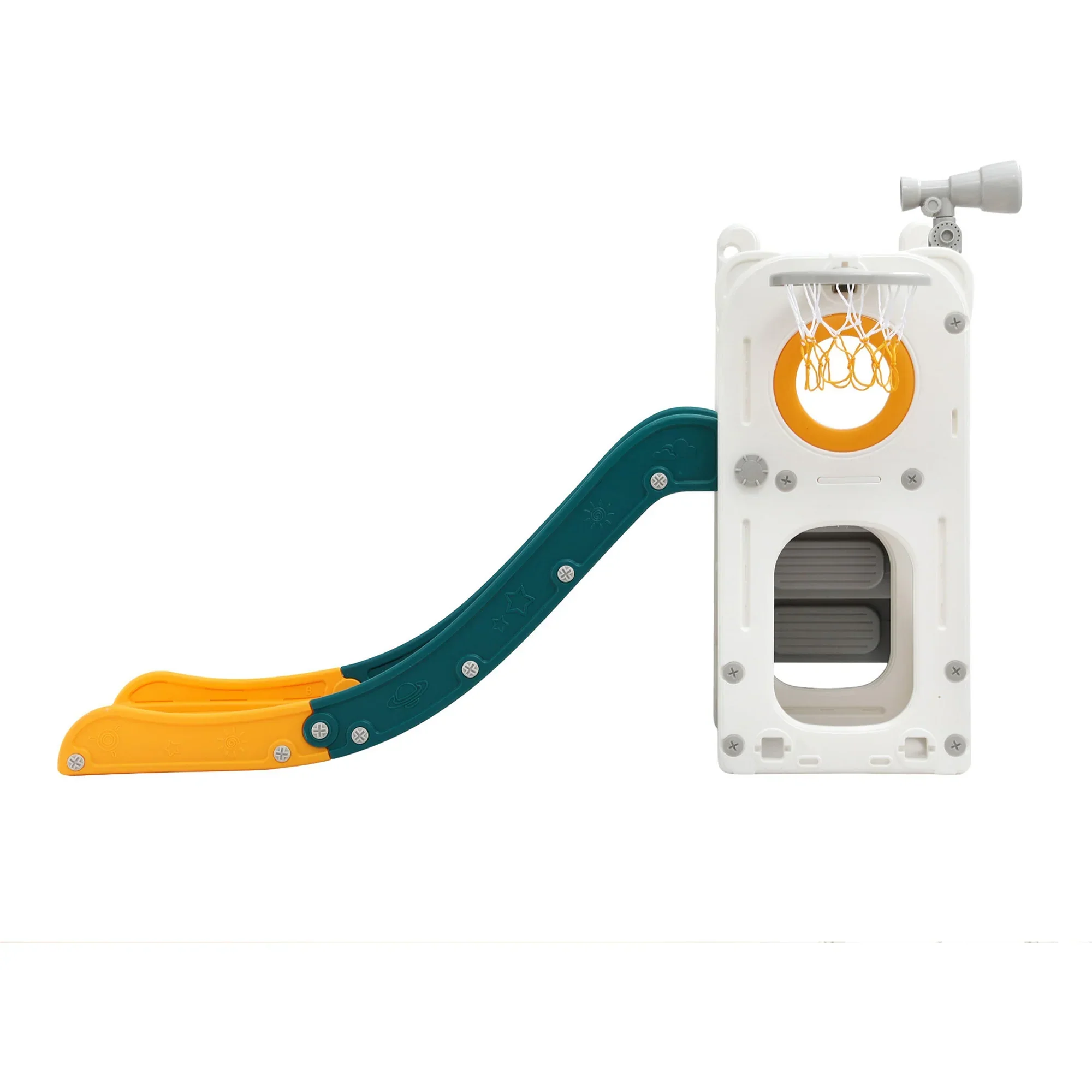 Kids Slide Set Basketball Hoop Outdoor Playground Outdoor Toys Telescope Storage - Image 9
