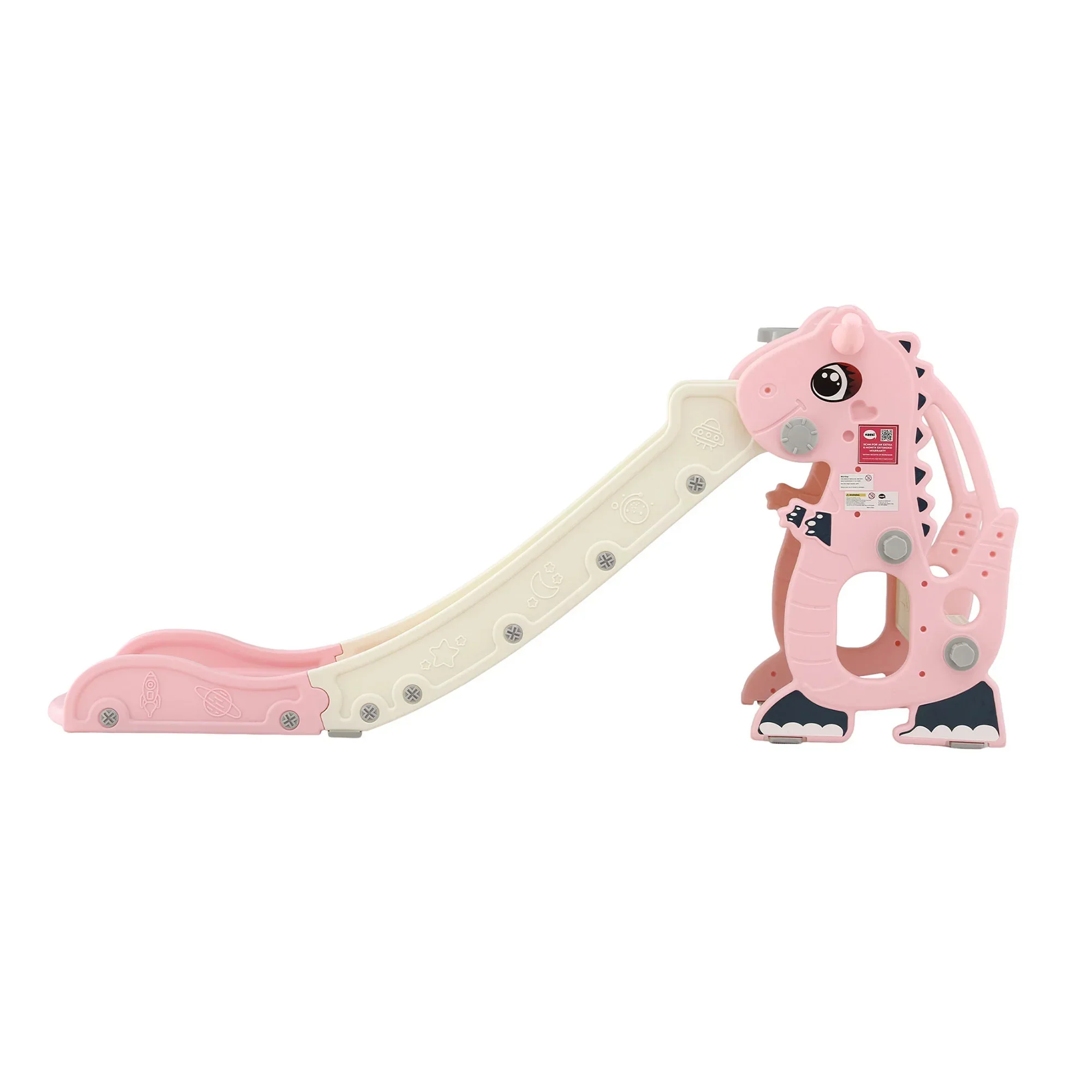 Kids Slide Set Basketball Hoop Outdoor Playground Toy Dragon 125cm Slide Pink - Image 7