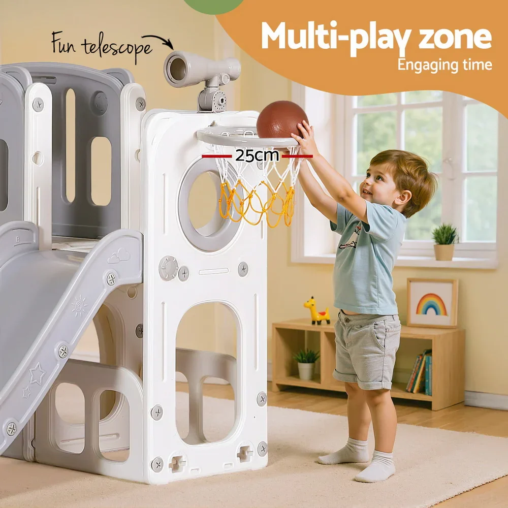 Kids Slide Swing Set Ball Hoop Rings Football Outdoor Toys - Image 7