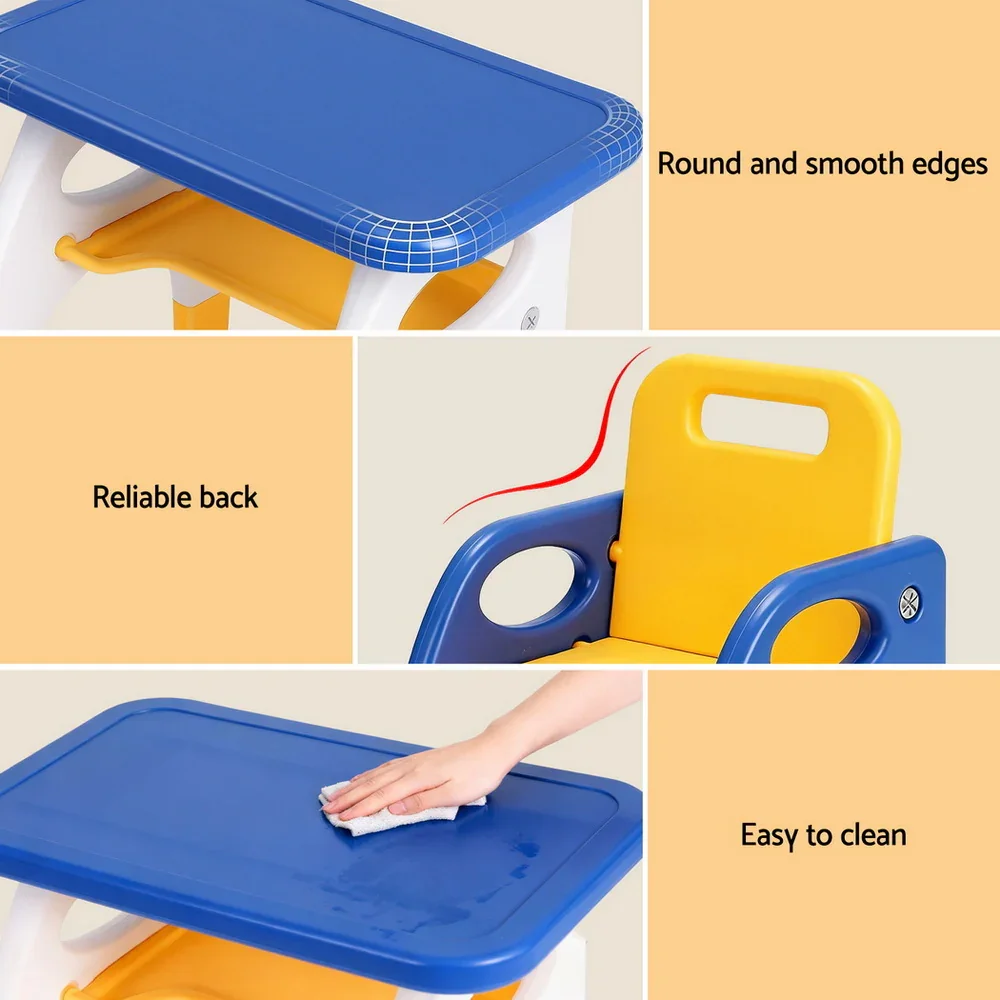 Kids Table and Chair Set HDPE Toddler Activity Play Set Blue/Yellow - Image 5