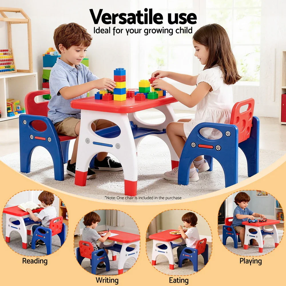 Kids Table and Chair Set HDPE Toddler Activity Play Set Orange/Yellow - Image 4