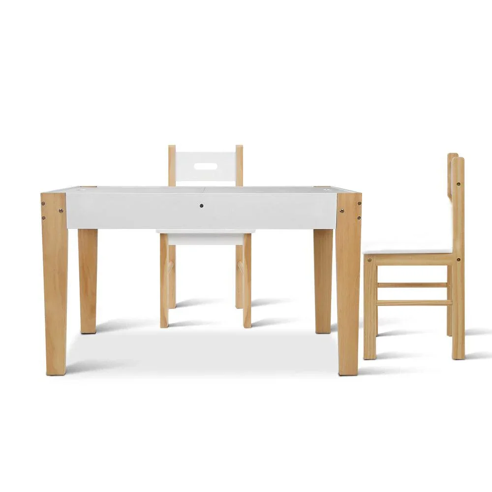 3PCS Kids Table and Chairs Set Storage Toys Play Activity Desk Chalkboard - Image 4