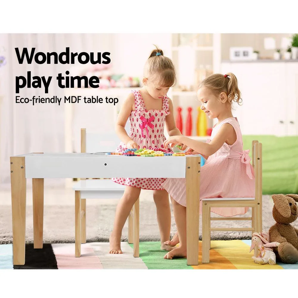 3PCS Kids Table and Chairs Set Storage Toys Play Activity Desk Chalkboard - Image 5