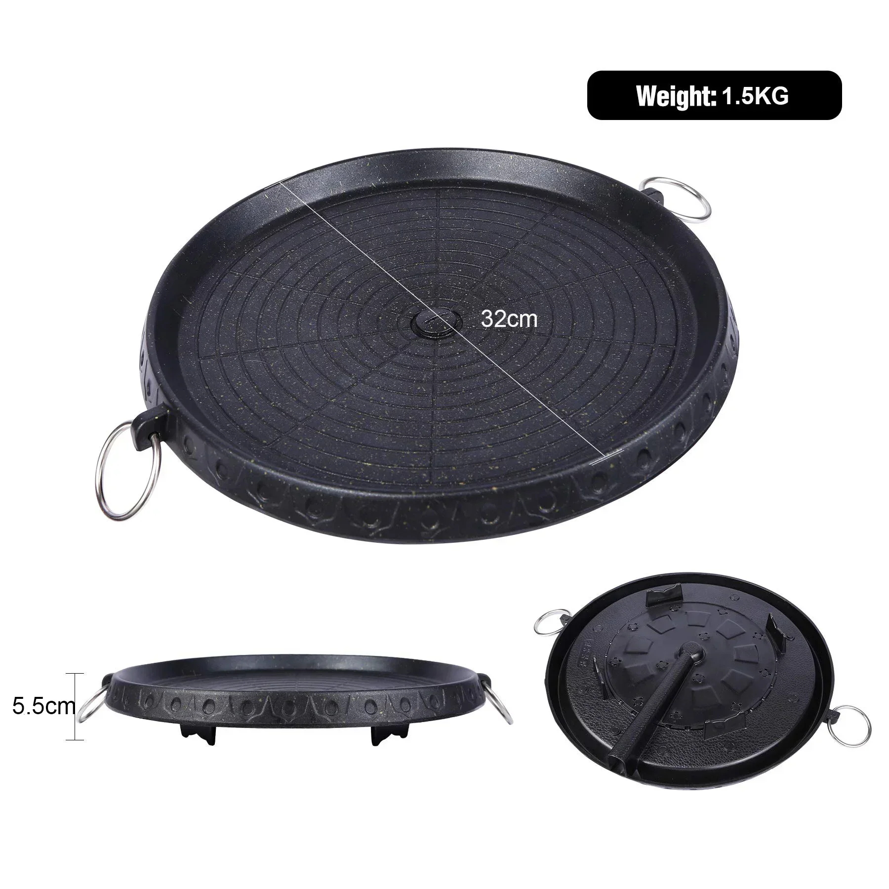 Korean BBQ Grill Pan Non-Stick Smokeless Stovetop BBQ Grill Plate Indoor Outdoor - Image 2