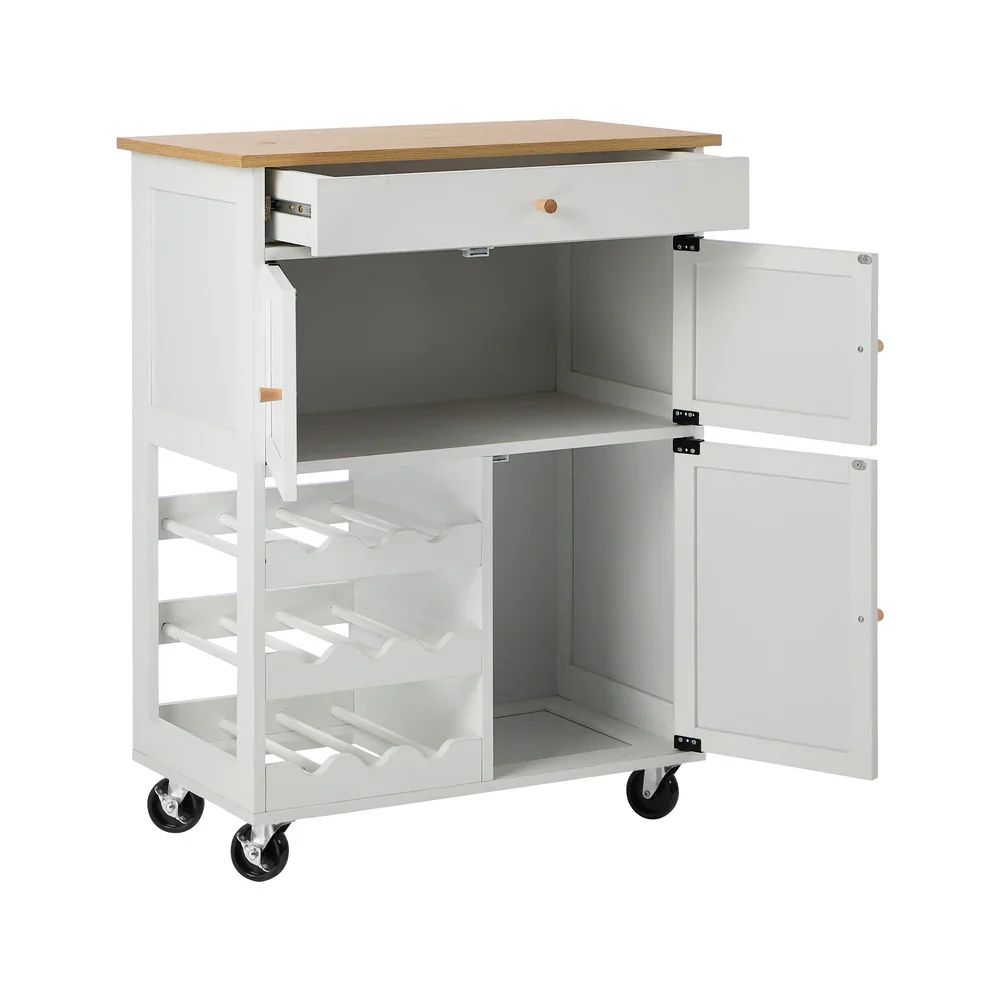Kitchen Trolley Rolling Serving Cart Drawer w/ Wine Racks - Image 5