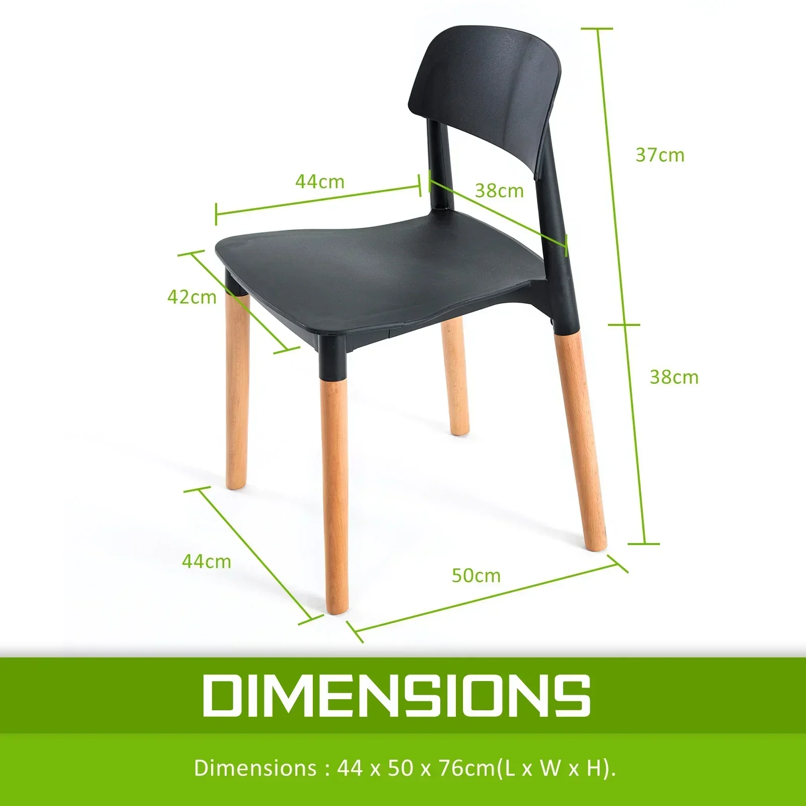 4X Retro Belloch Stackable Dining Cafe Chair BLACK - Image 10