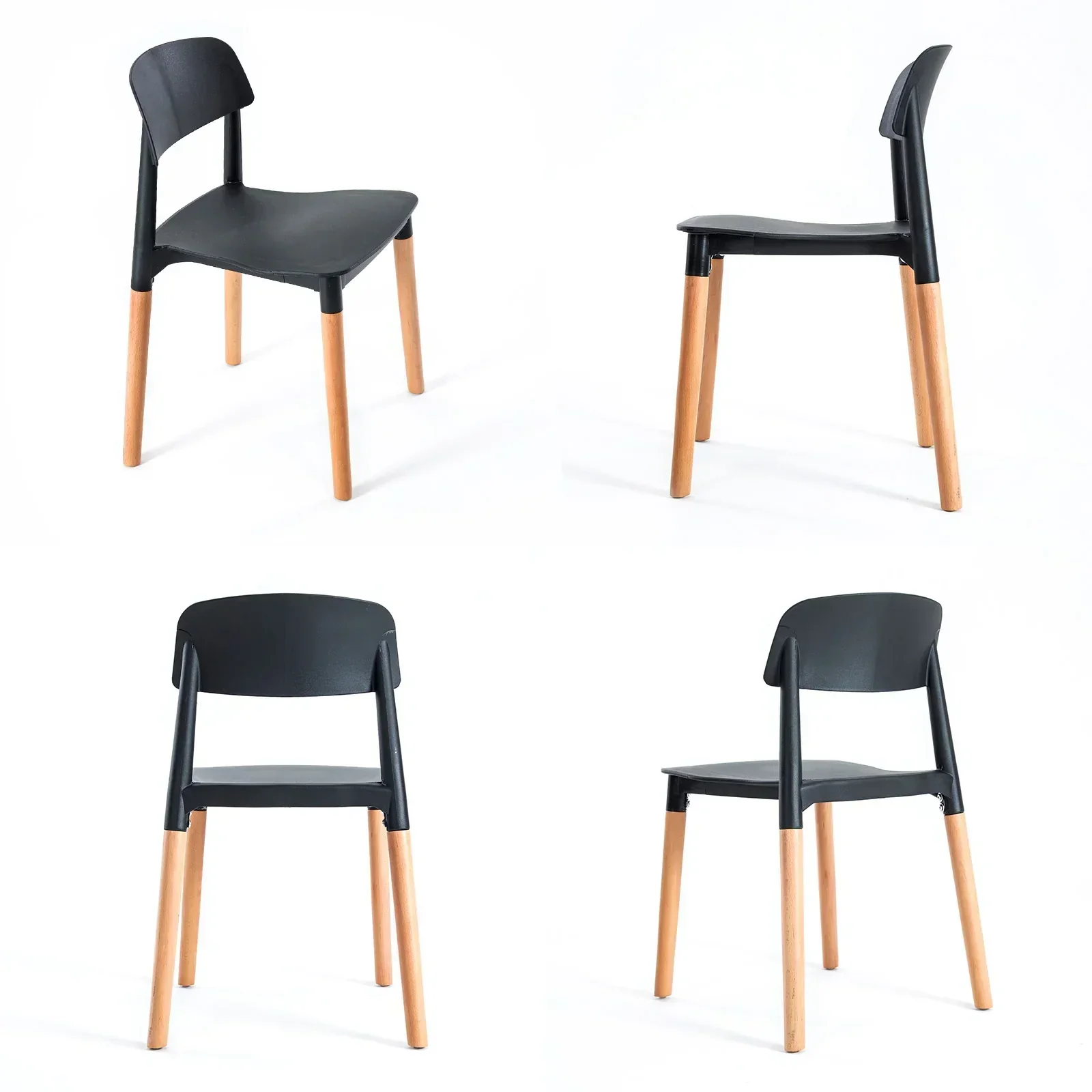4X Retro Belloch Stackable Dining Cafe Chair BLACK - Image 2