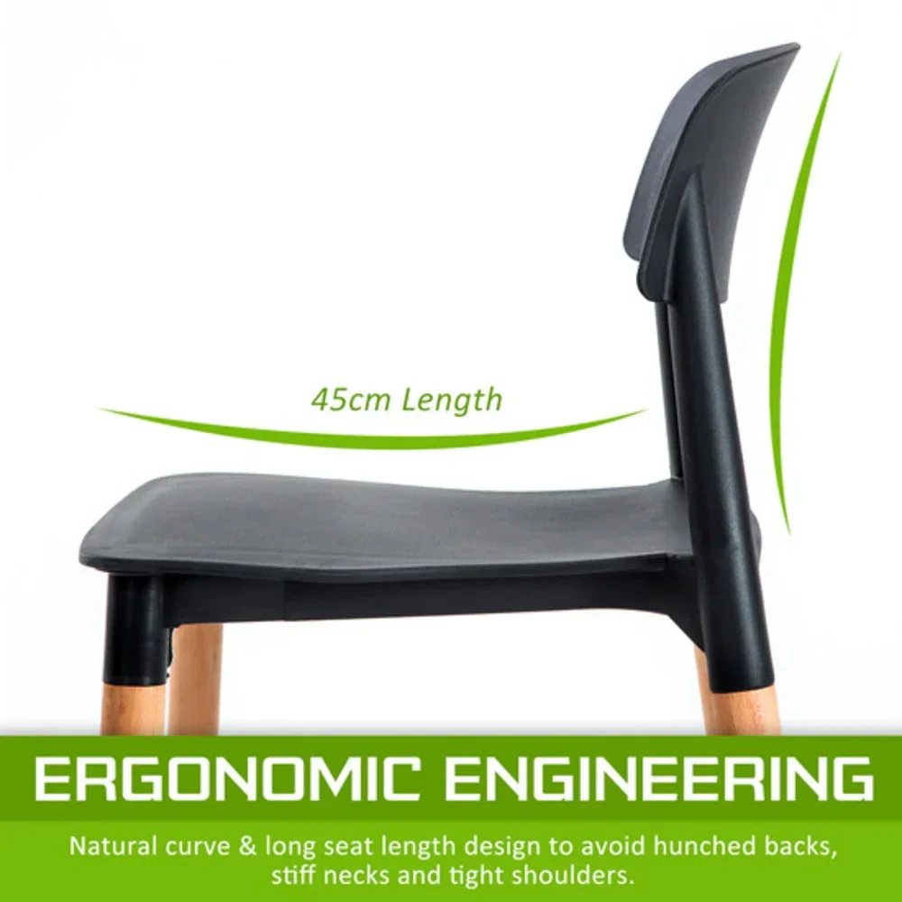 4X Retro Belloch Stackable Dining Cafe Chair BLACK - Image 4