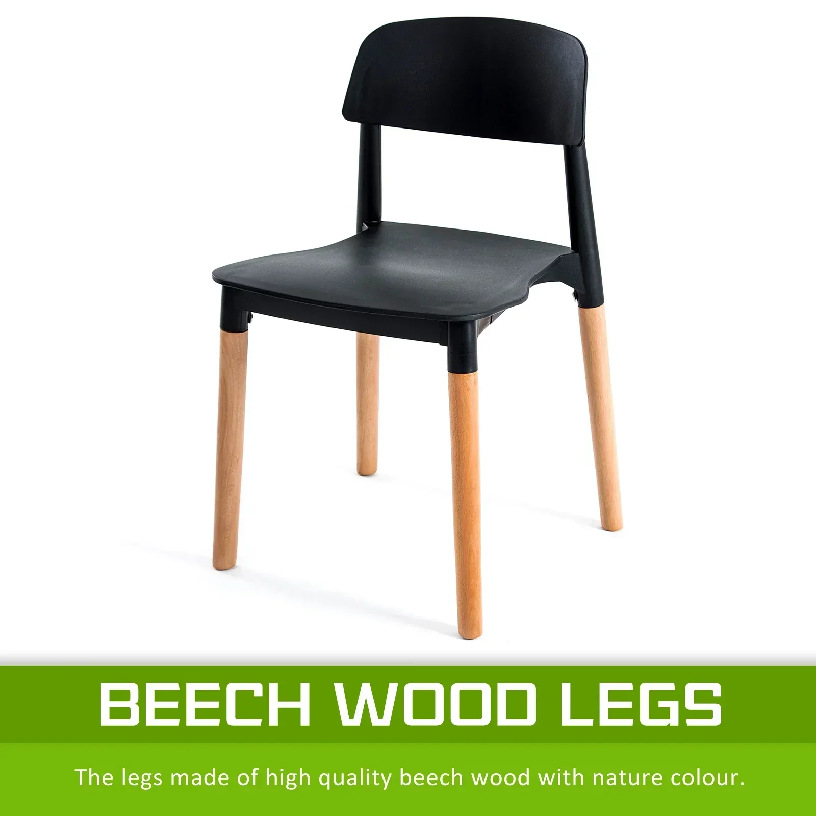 4X Retro Belloch Stackable Dining Cafe Chair BLACK - Image 8