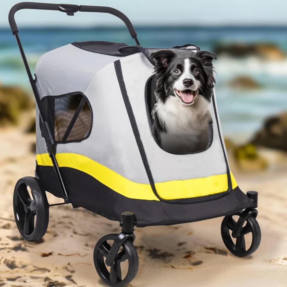 Extra Large Dog Stroller Foldable Pet Pushchair with Doors - Image 5