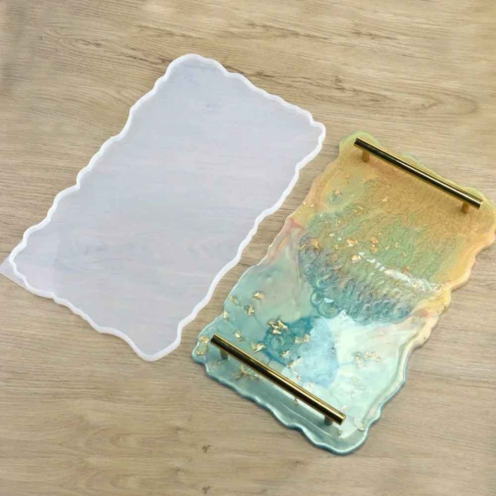Large Safe Silicone Tray Mould Artist Mold Irregular Coaster Resin Craft Art DIY + 2 Handles - Image 8
