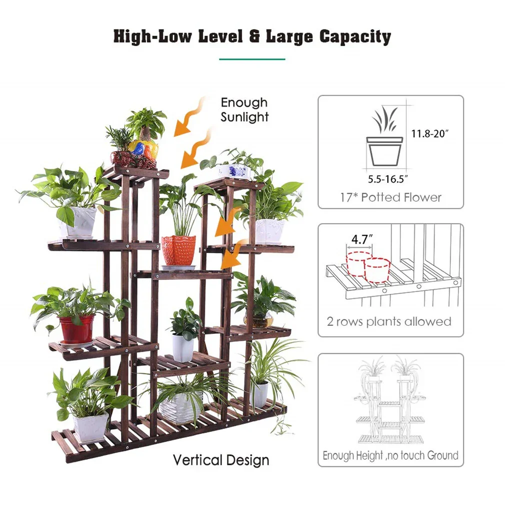 Large Wood Plant Stand Shelf - Image 8