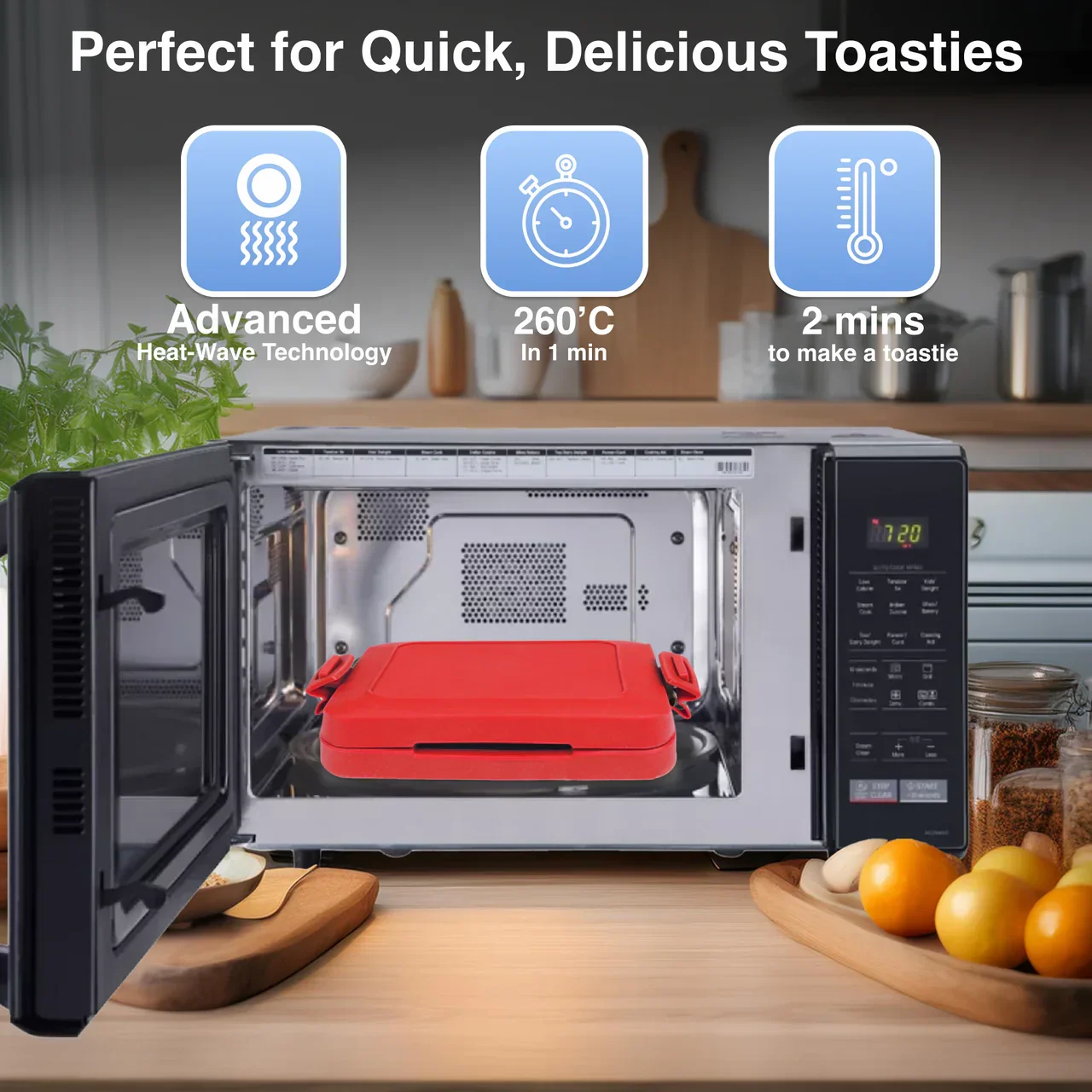 Microwave Toastie Maker with Heatwave Tech Red - Image 6