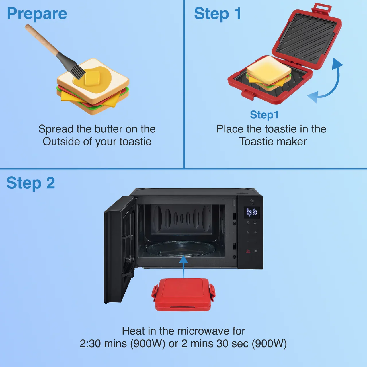 Microwave Toastie Maker with Heatwave Tech Red - Image 8