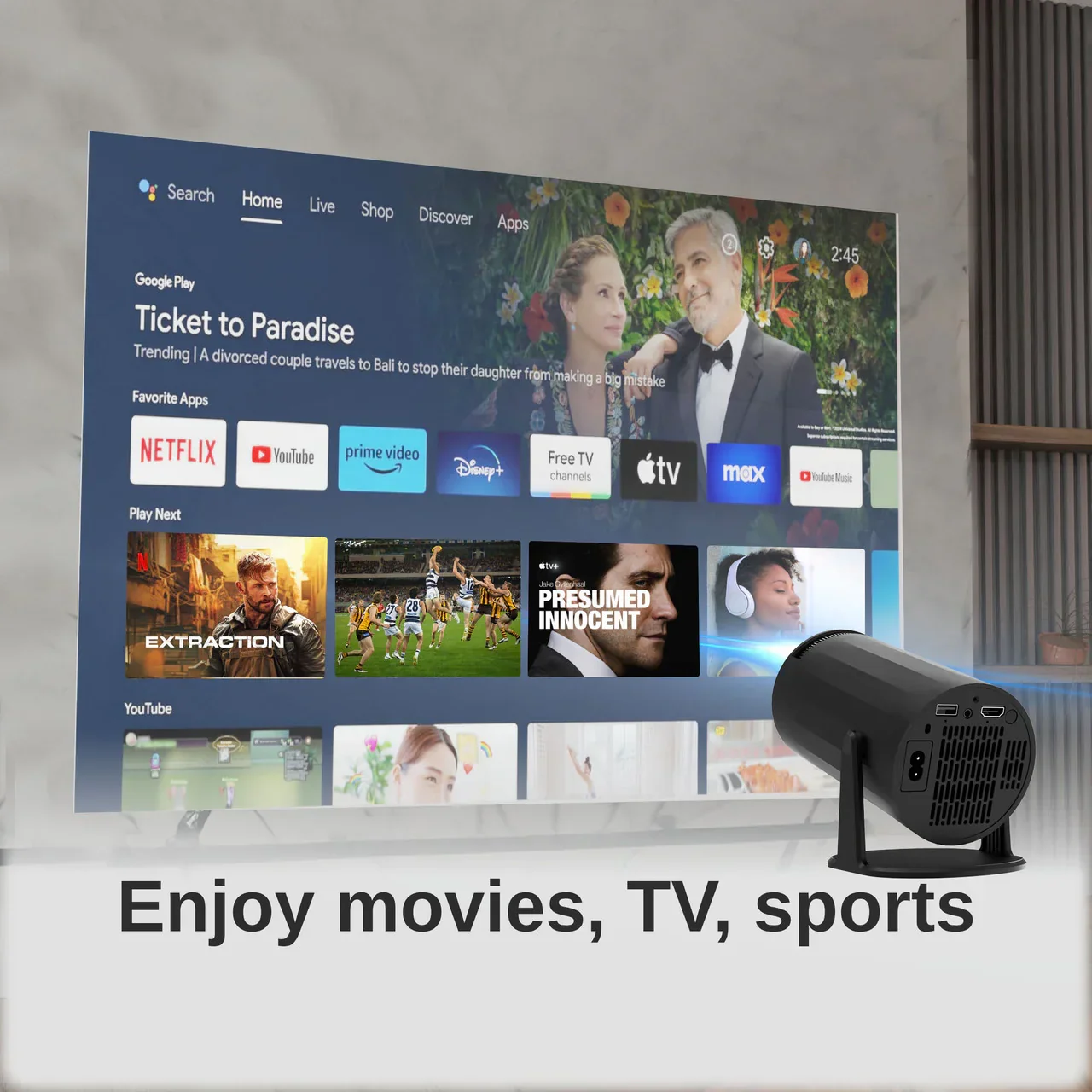 Multi Angle Android LED Projector Black - Image 5