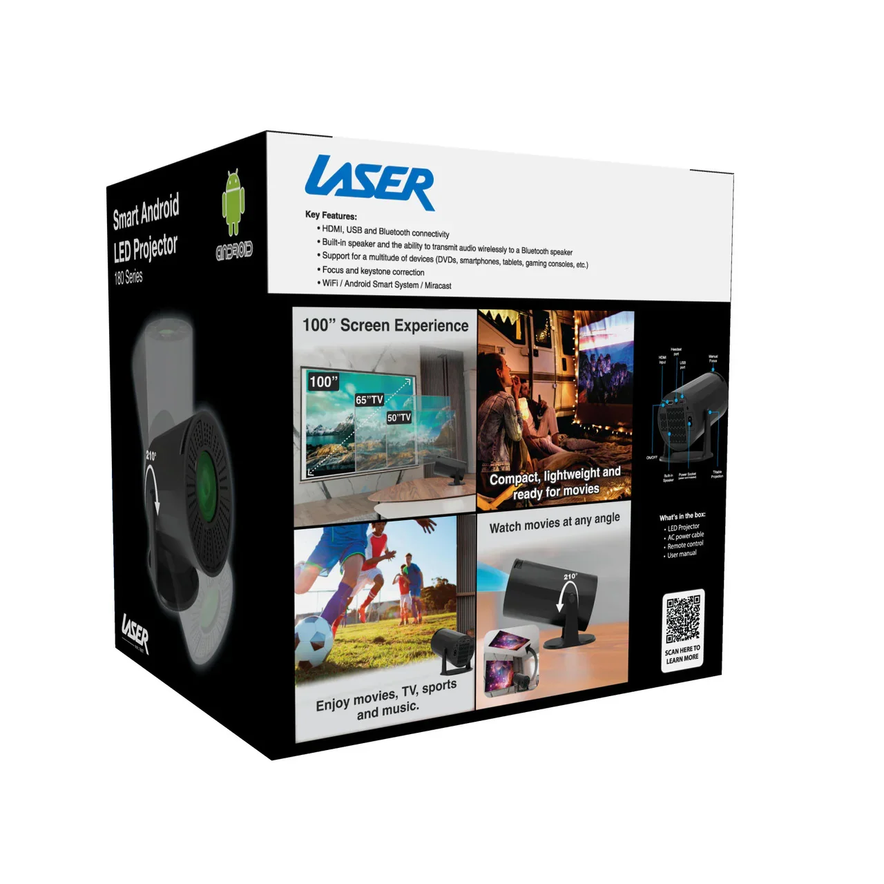 Multi Angle Android LED Projector Black - Image 8