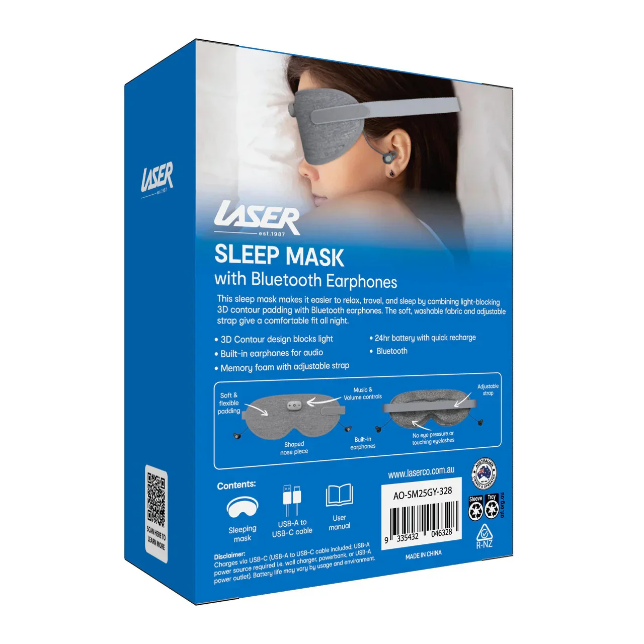 Smart Sleeping Mask Earphone Grey - Image 5
